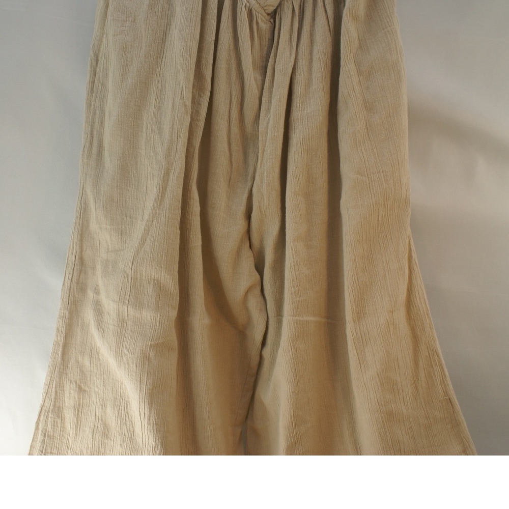 Free People Wide Leg Gauze Pants Beige Tan Crossover Waist Smocked Back Boho NEW - Picture 10 of 16